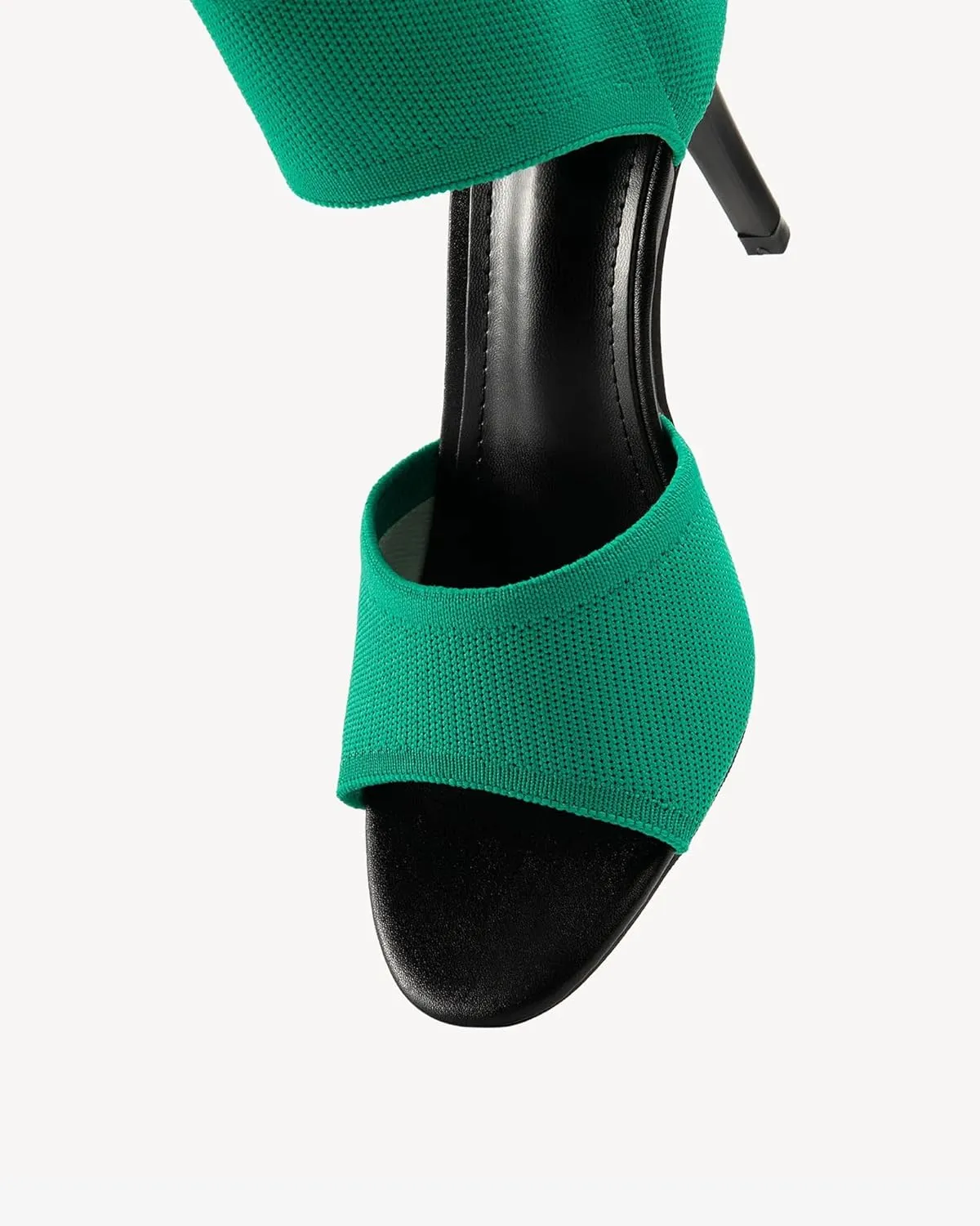 Mousse Fit Women Retro Peep Toe Elegant Stiletto Low Heeled Sandals Breathable Mesh Knit Elastic Design Upper Comfortable Shoes