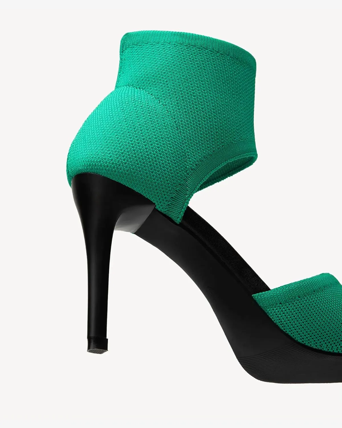 Mousse Fit Women Retro Peep Toe Elegant Stiletto Low Heeled Sandals Breathable Mesh Knit Elastic Design Upper Comfortable Shoes