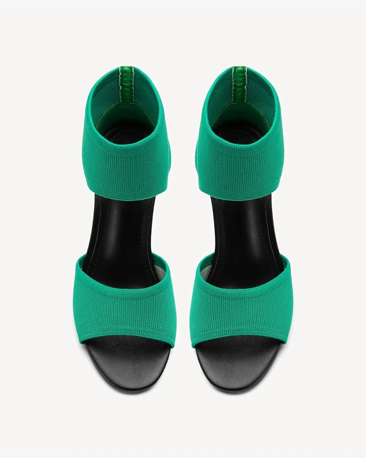 Mousse Fit Women Retro Peep Toe Elegant Stiletto Low Heeled Sandals Breathable Mesh Knit Elastic Design Upper Comfortable Shoes