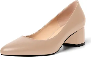 MOVINSTEPS Womens Round Toe Party Dress Slip On Chunky Low Heel Pumps Shoes 2 Inch