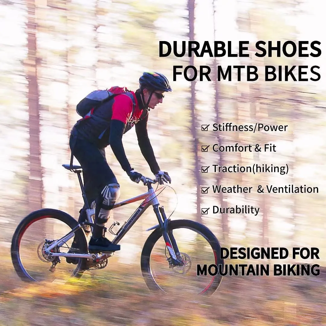 MTB Mountain Bike Cycling Shoes for Men,2 Bolts Suitable All SPD Pedals(XC/AM), Compatible with Peloton Lightweight and Comfortable,Black