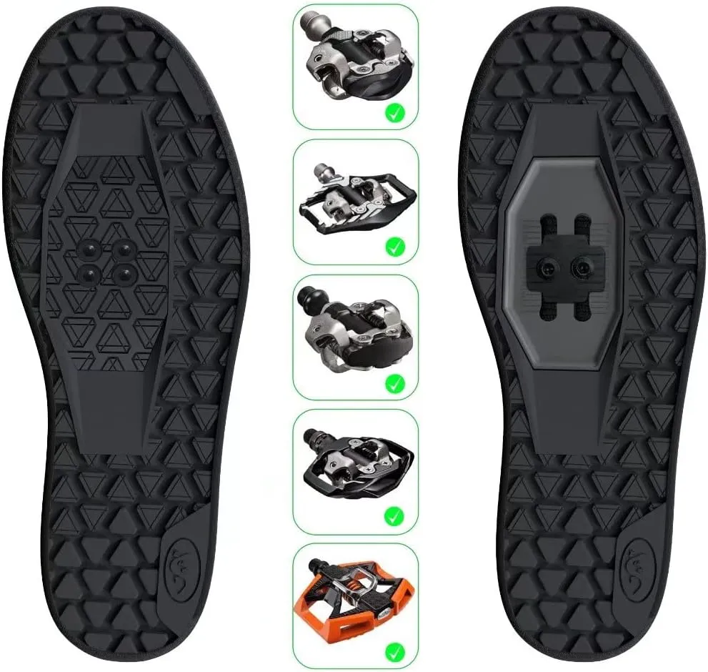 MTB Mountain Bike Cycling Shoes for Men,2 Bolts Suitable All SPD Pedals(XC/AM), Compatible with Peloton Lightweight and Comfortable,Black
