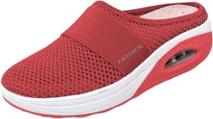 Mules for Women Breathable Mesh Walking Mules Sneakers Arch Support Slippers Outdoor Casual Non Slip Orthopedic Sneakers Slip-On Open Back Mule Platform Wedge Closed Toe Shoes