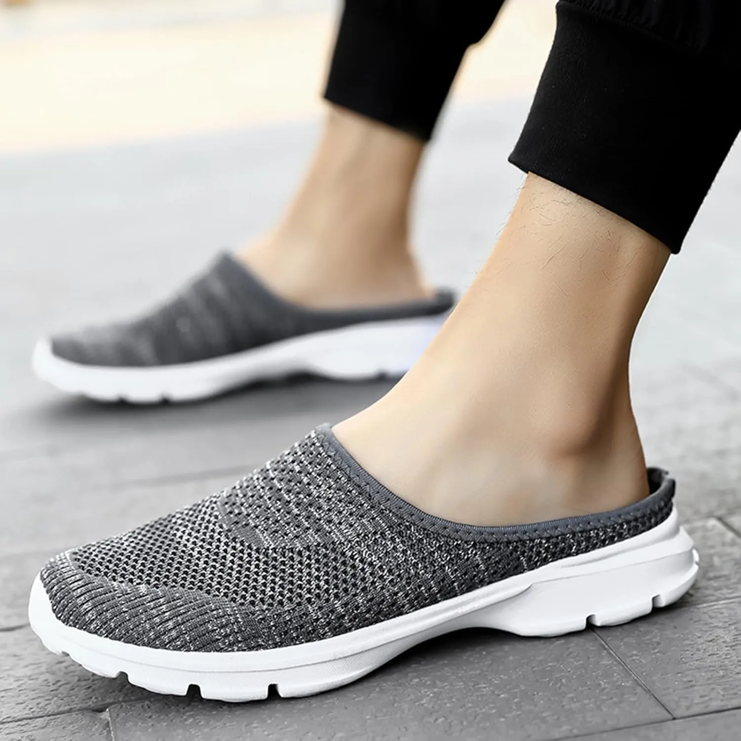 Mules for Women Breathable Mesh Walking Mules Sneakers Comfortable Orthopedic Clogs with Arch-Support Lightweight Summer Slip On Closed Toe Shoes Casual Backless Shoes