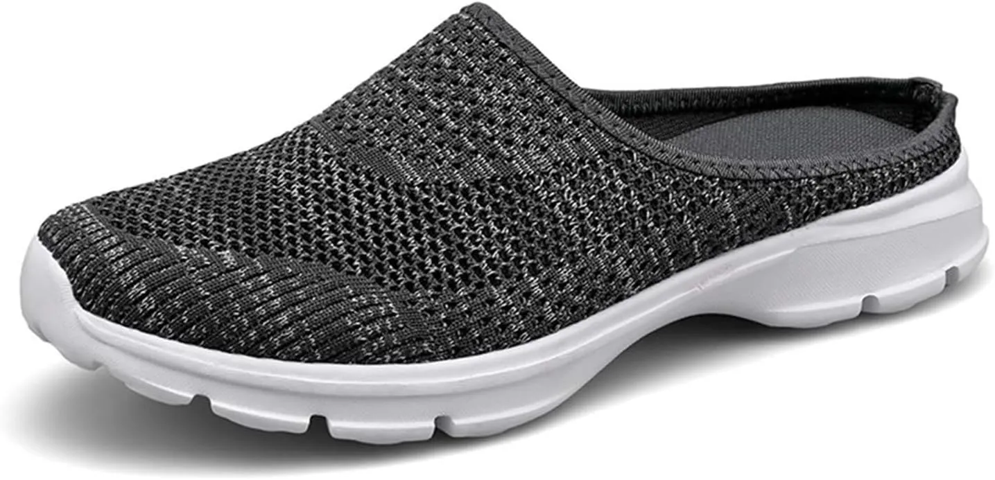 Mules for Women Breathable Mesh Walking Mules Sneakers Comfortable Orthopedic Clogs with Arch-Support Lightweight Summer Slip On Closed Toe Shoes Casual Backless Shoes