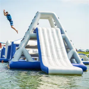 Multi-Feature Water Toys Outdoor Playset with Slides, Climbing Wall for Netting Ideal for Backyard Fun