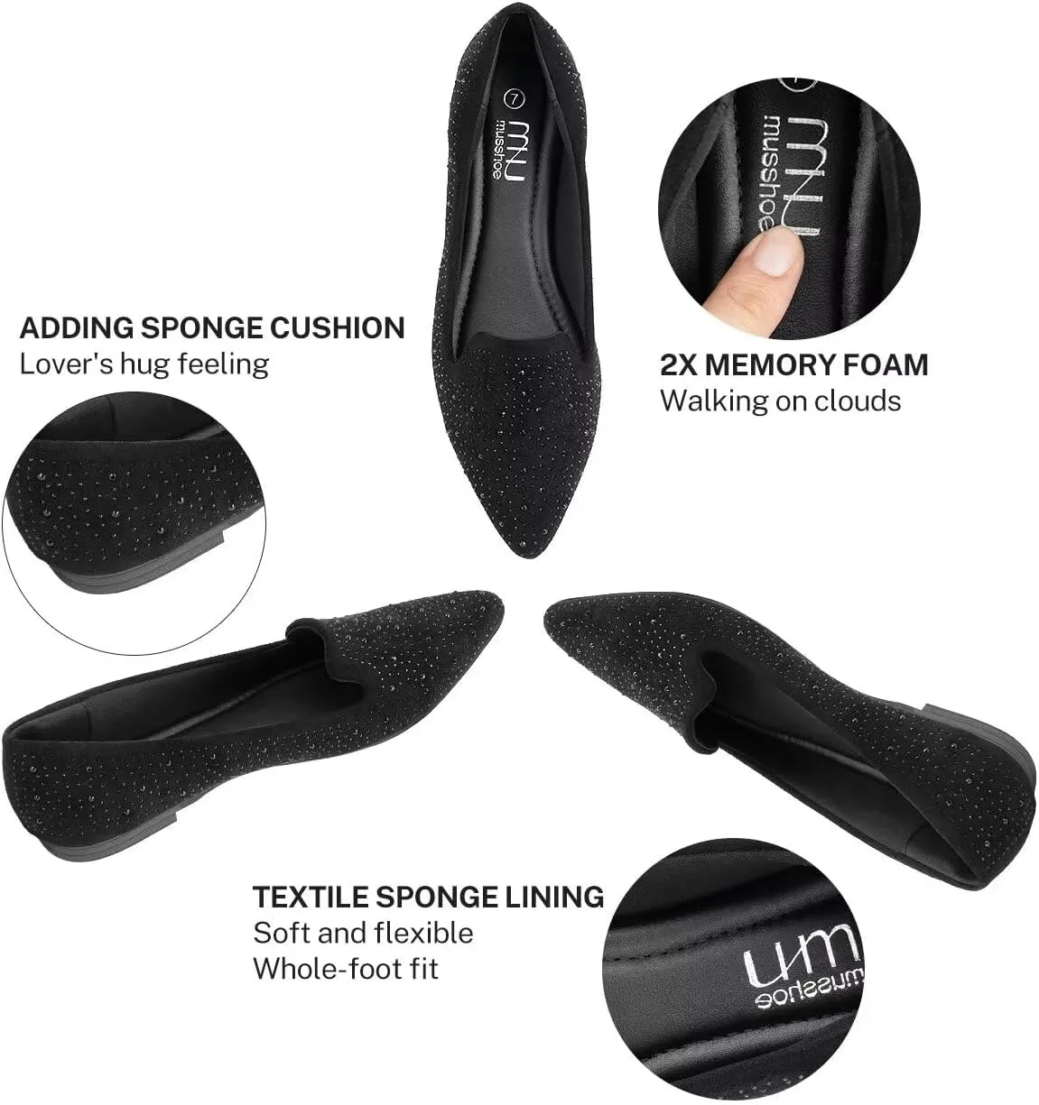 MUSSHOE Flat Shoes Women Comfortable Slip on Women's Flats