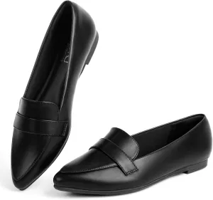 MUSSHOE Flats for Women Comfortable Pointed Toe Slip on Dressy Loafers for Women