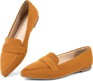 MUSSHOE Flats for Women Comfortable Pointed Toe Slip on Dressy Loafers for Women