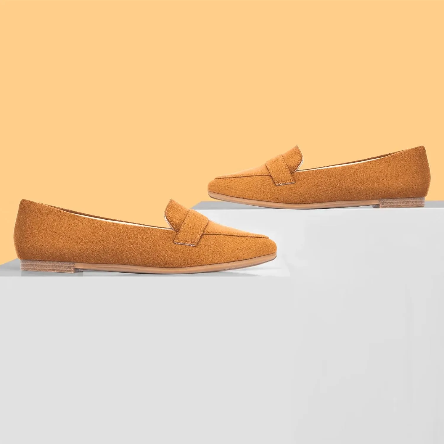MUSSHOE Flats for Women Comfortable Pointed Toe Slip on Dressy Loafers for Women