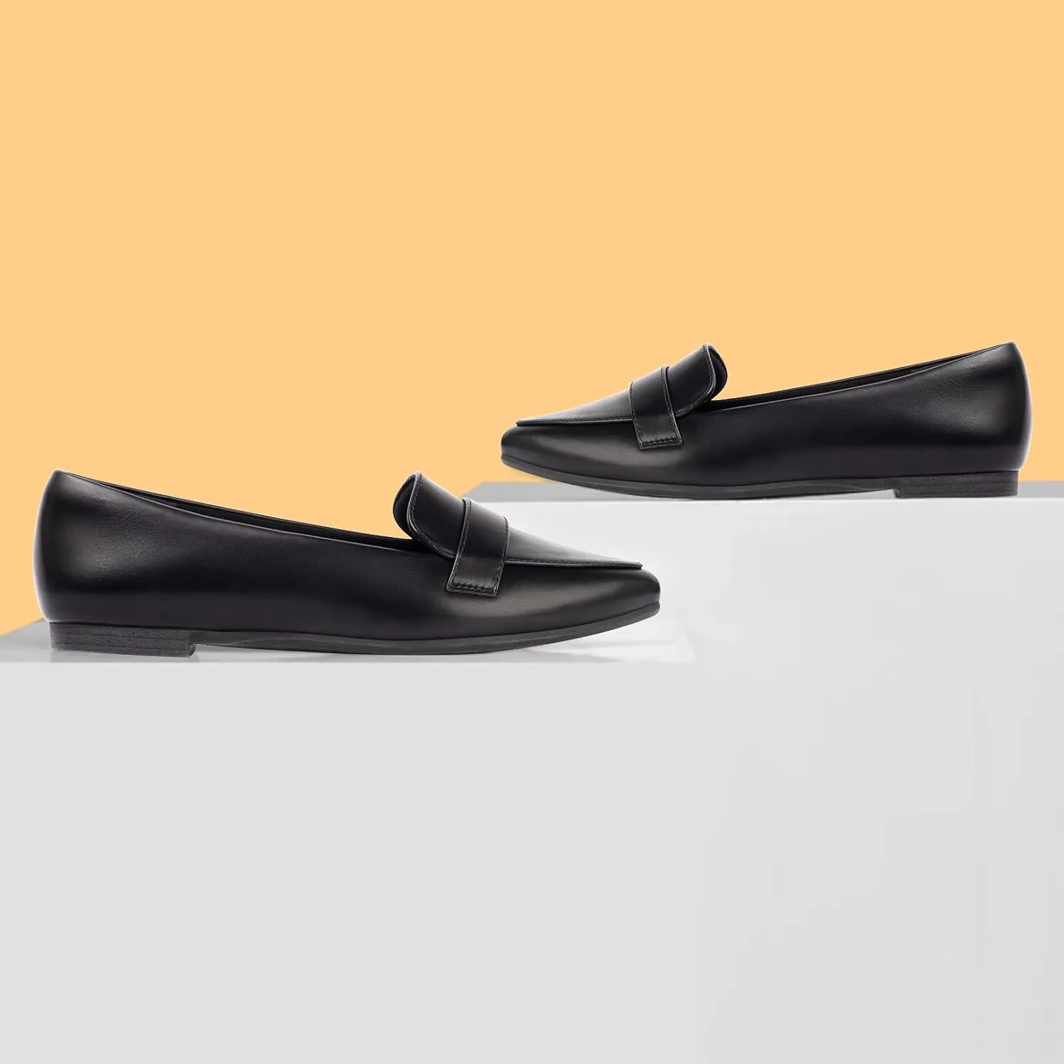 MUSSHOE Flats for Women Comfortable Pointed Toe Slip on Dressy Loafers for Women