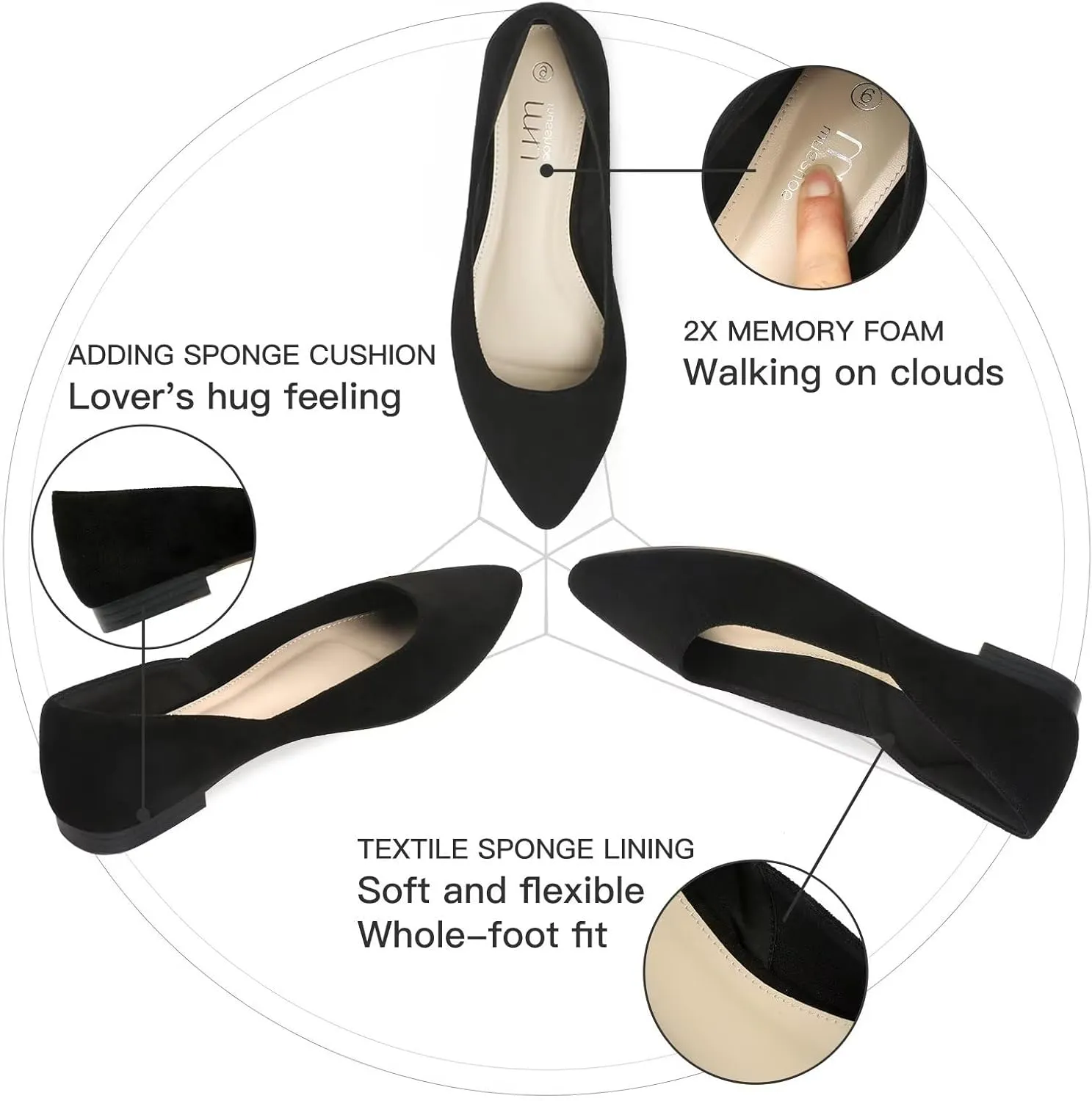 MUSSHOE Flats Shoes Women Pointed Toe Flats for Women Elegant Women's Flats