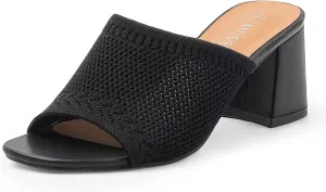 MUSSHOE Low Chunky Heel Sandals Square Toe Breathable Women Sandals