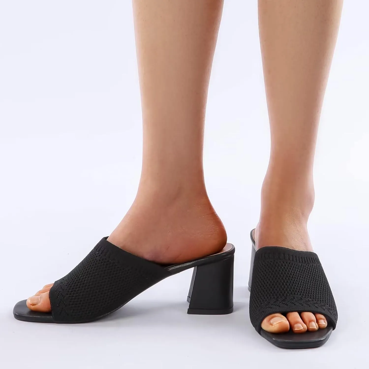 MUSSHOE Low Chunky Heel Sandals Square Toe Breathable Women Sandals