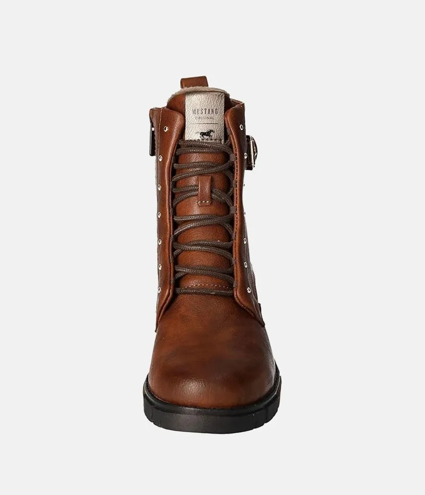 Mustang Stylish Cognac Combi Ankle Boots