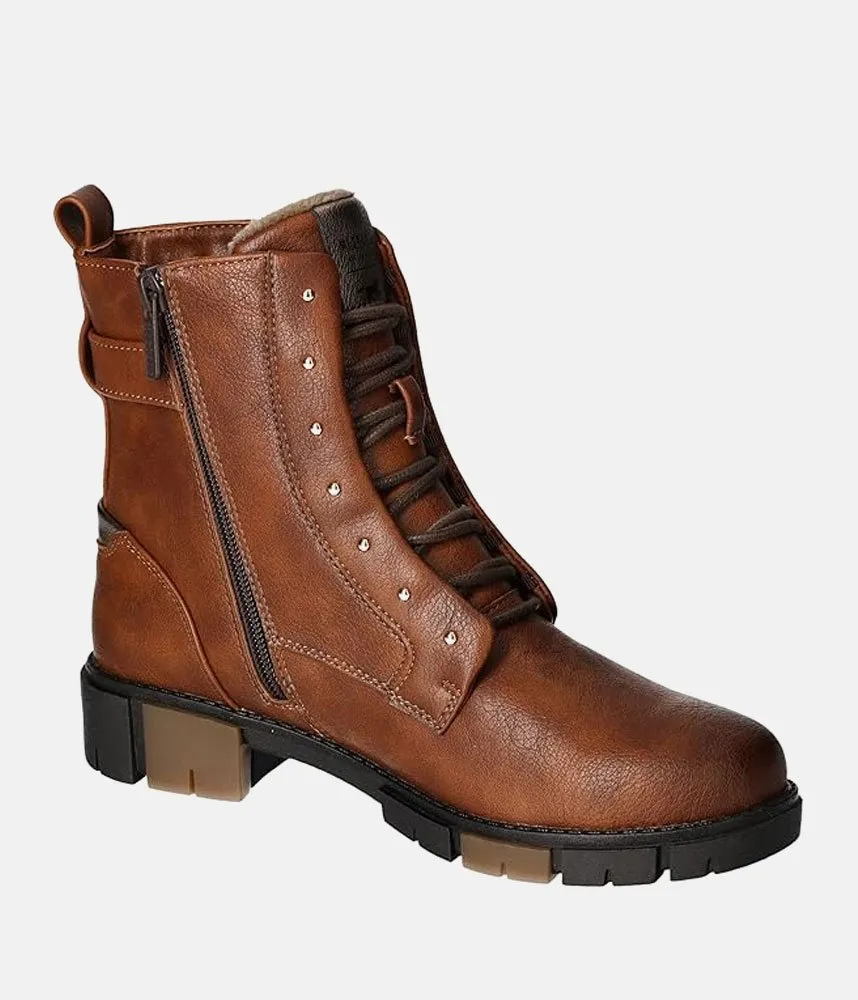 Mustang Stylish Cognac Combi Ankle Boots