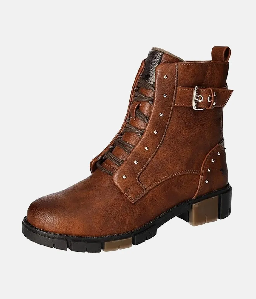 Mustang Stylish Cognac Combi Ankle Boots