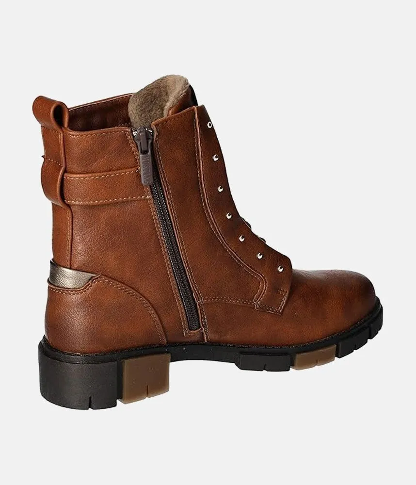 Mustang Stylish Cognac Combi Ankle Boots