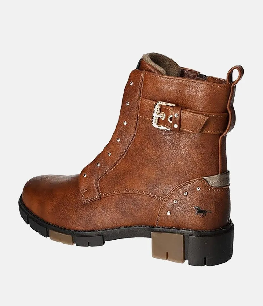 Mustang Stylish Cognac Combi Ankle Boots
