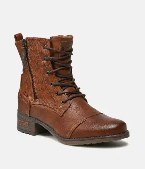 Mustang Versatile Cognac Lace Up Ankle Boots