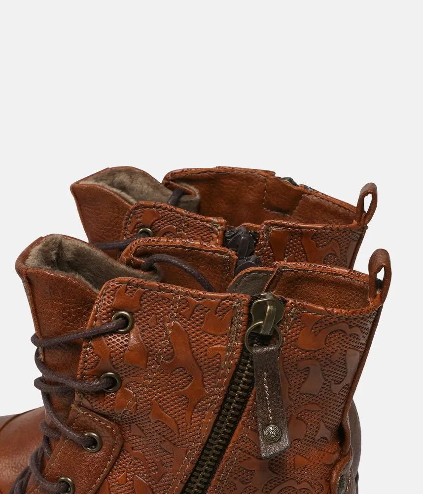 Mustang Versatile Cognac Lace Up Ankle Boots
