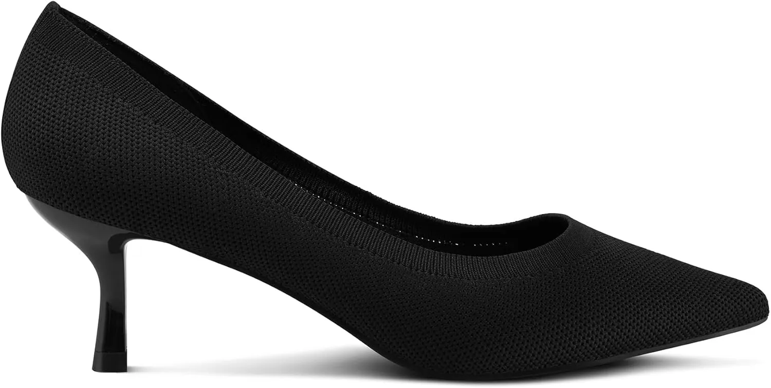 mysoft Kitten Heels for Women Low Heel Pumps 2 Inch Closed Toe Wedding Dress Shoes