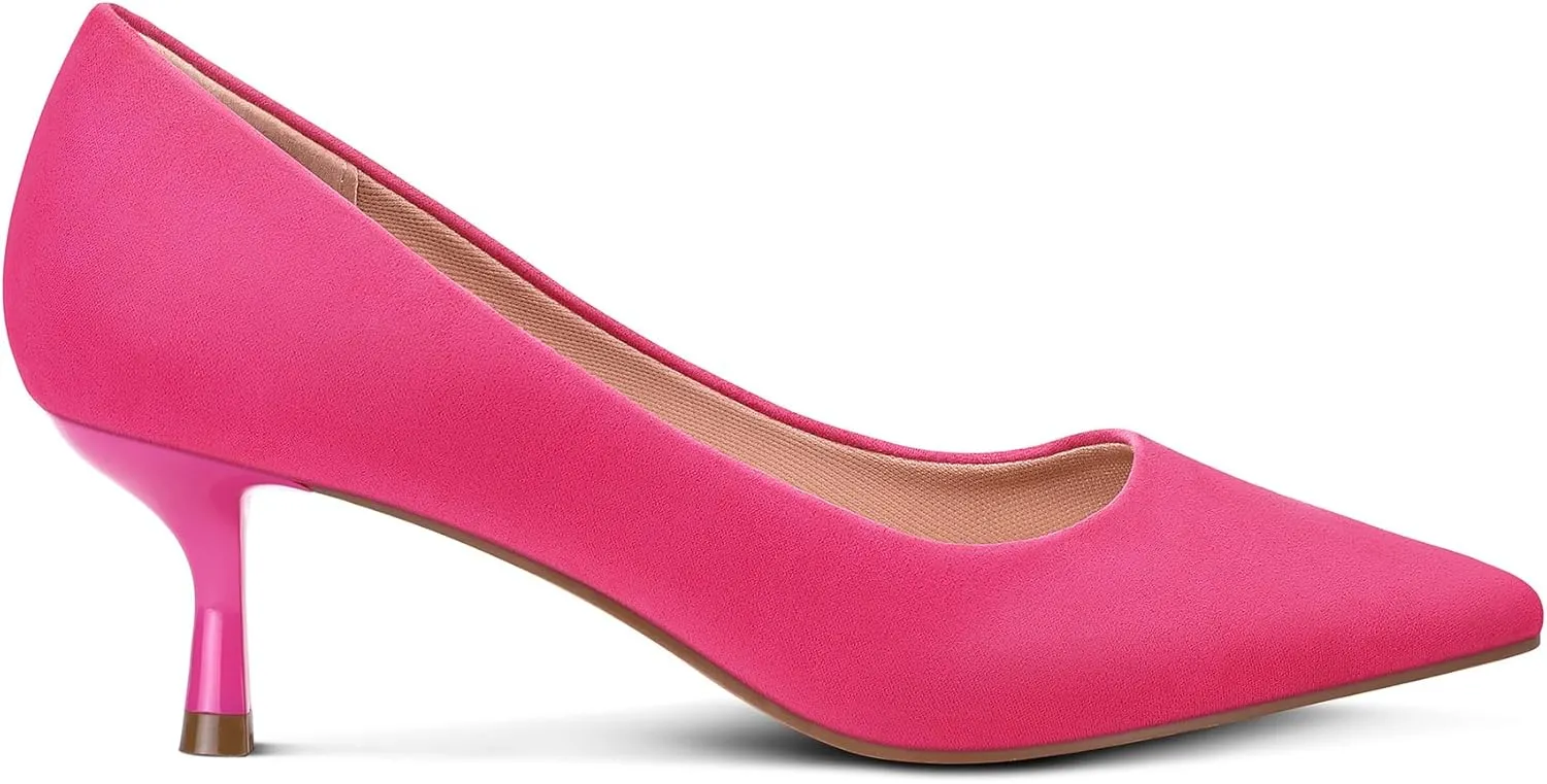 mysoft Kitten Heels for Women Low Heel Pumps 2 Inch Closed Toe Wedding Dress Shoes