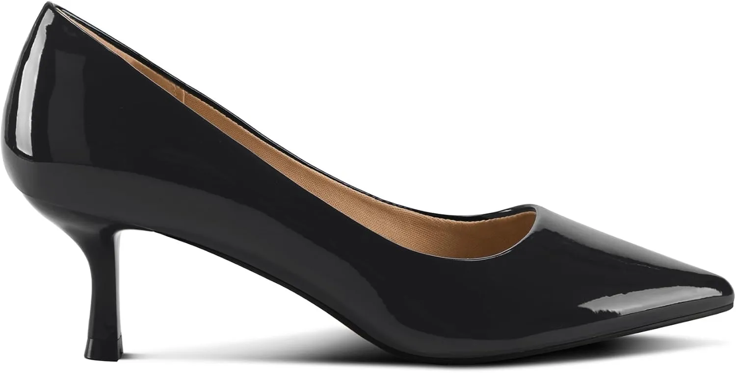 mysoft Women's Pumps 2 inch Kitten Heel Pointed Toe Low Heel Dress Shoes