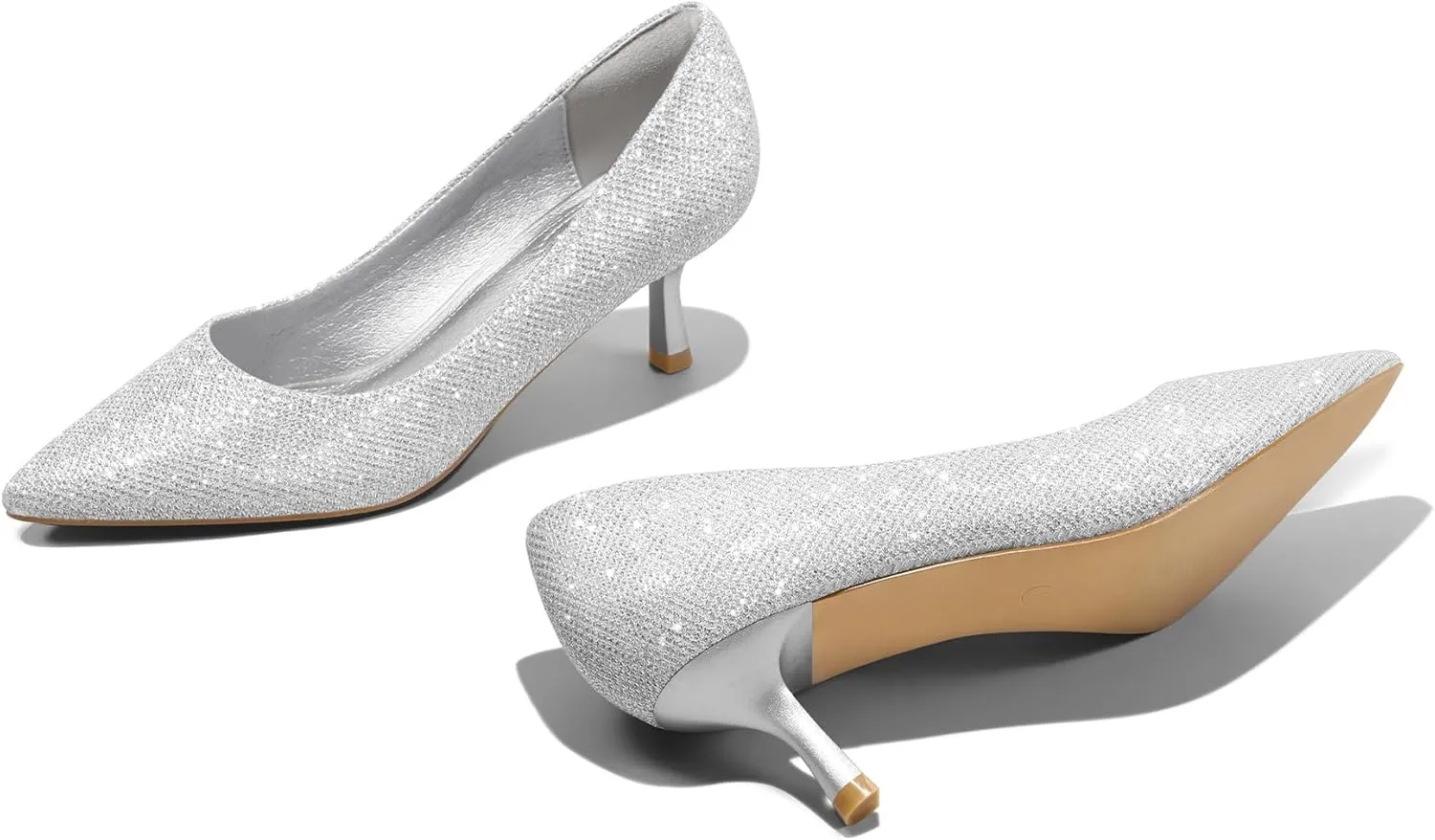 mysoft Women's Pumps 2 inch Kitten Heel Pointed Toe Low Heel Dress Shoes