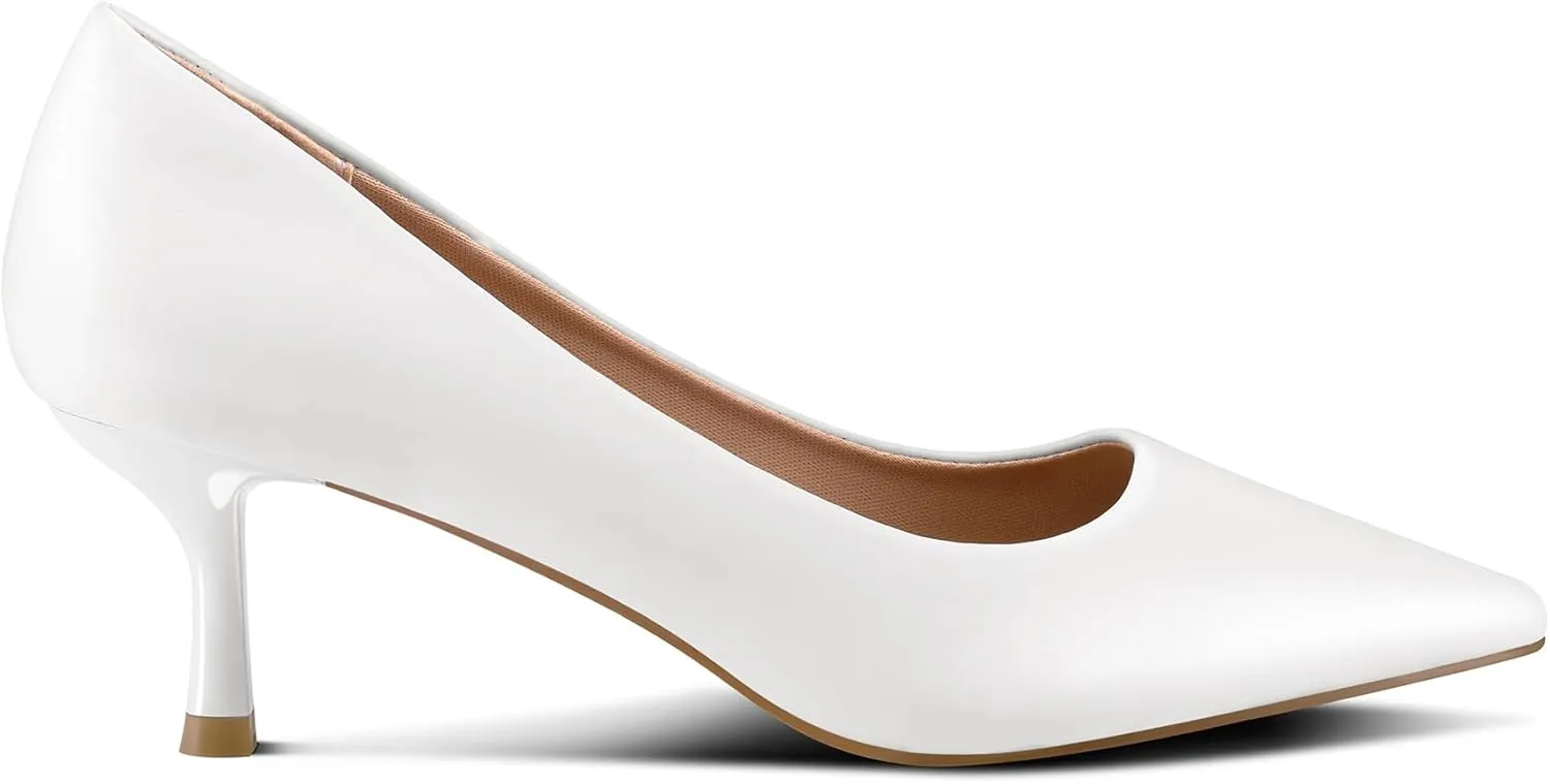 mysoft Women's Pumps 2 inch Kitten Heel Pointed Toe Low Heel Dress Shoes