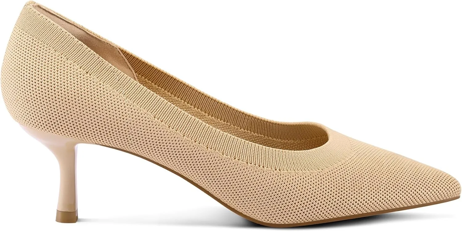 mysoft Women's Pumps 2 inch Kitten Heel Pointed Toe Low Heel Dress Shoes