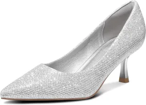 mysoft Women's Pumps 2 inch Kitten Heel Pointed Toe Low Heel Dress Shoes