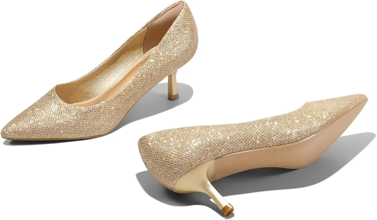 mysoft Women's Pumps 2 inch Kitten Heel Pointed Toe Low Heel Dress Shoes