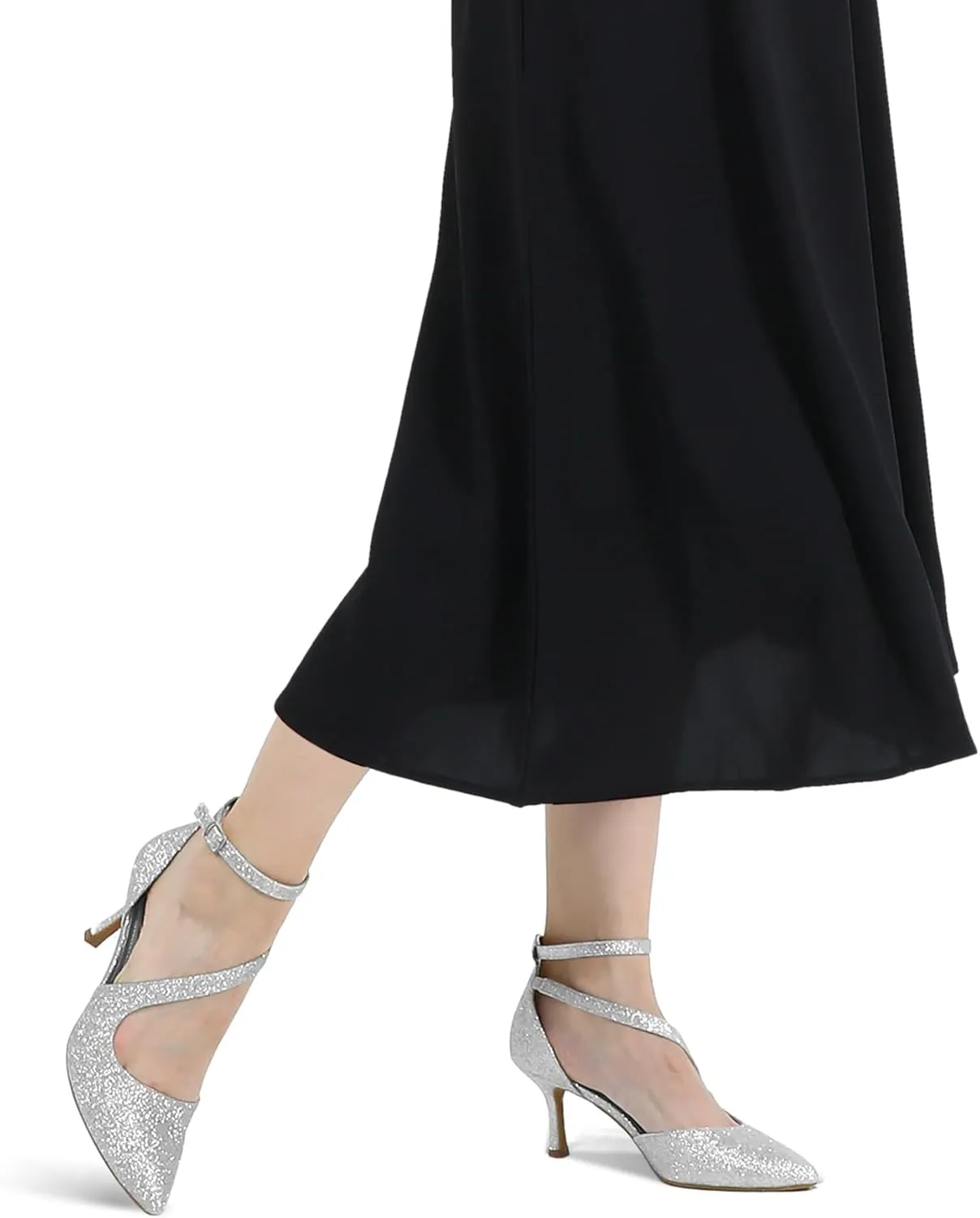 mysoft Women's Pumps Pointed Toe Stiletto Ankle Strap Closed Toe Low Heel Wedding Party Dress Shoes