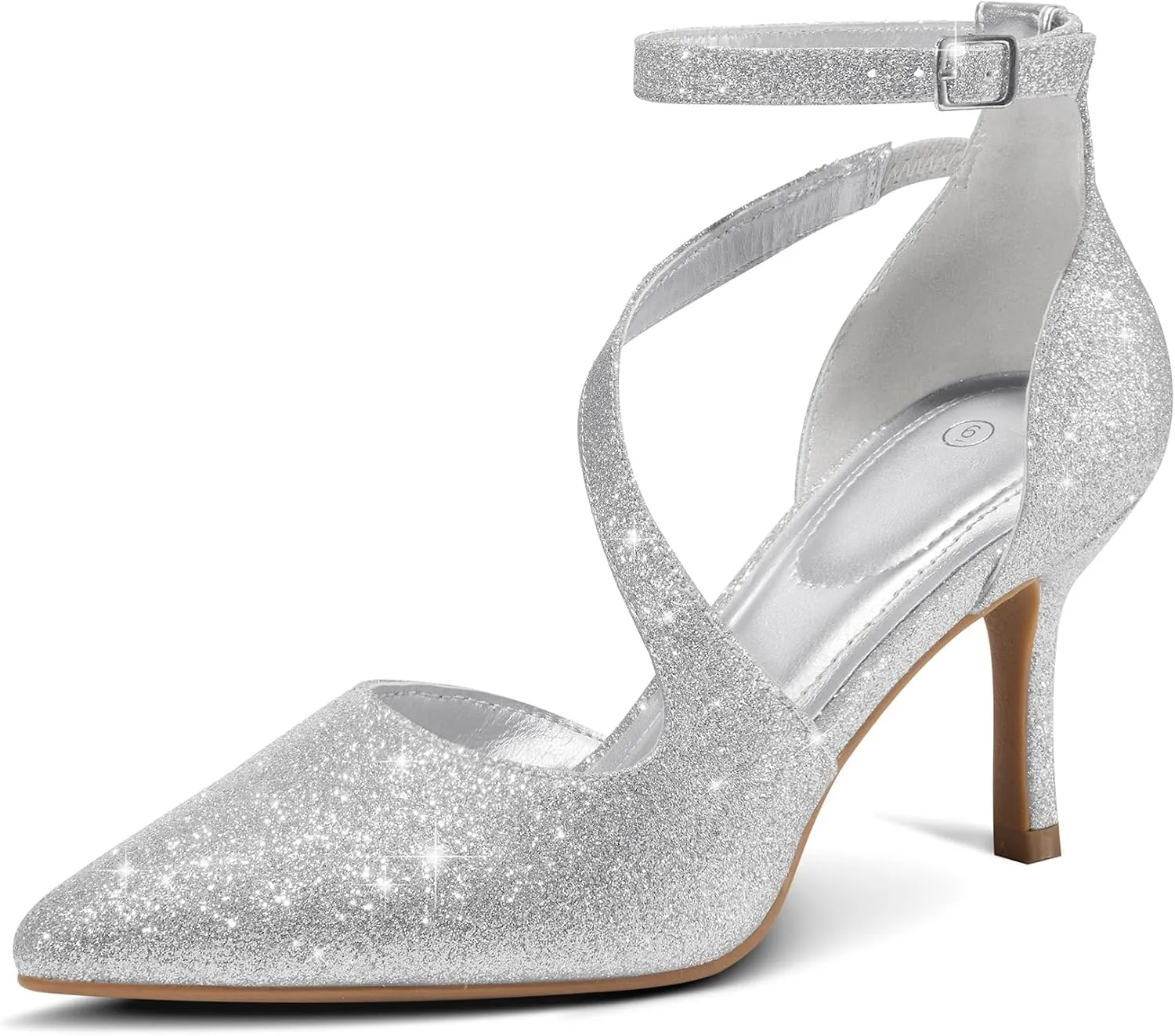 mysoft Women's Pumps Pointed Toe Stiletto Ankle Strap Closed Toe Low Heel Wedding Party Dress Shoes
