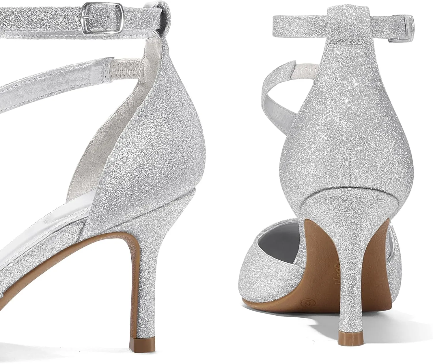 mysoft Women's Pumps Pointed Toe Stiletto Ankle Strap Closed Toe Low Heel Wedding Party Dress Shoes