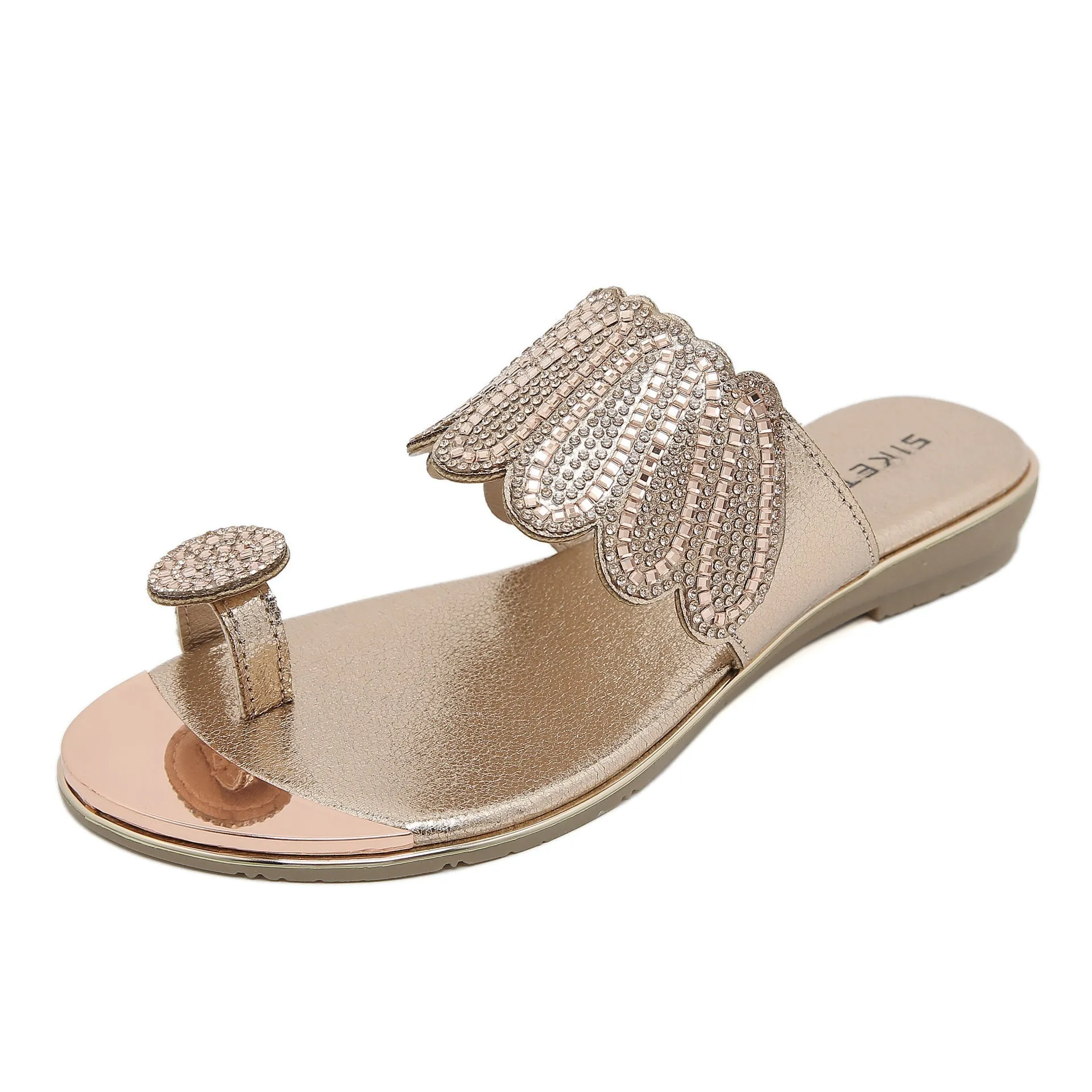 Nanccy Flat Bottom Water Diamond Comfortable Sandals