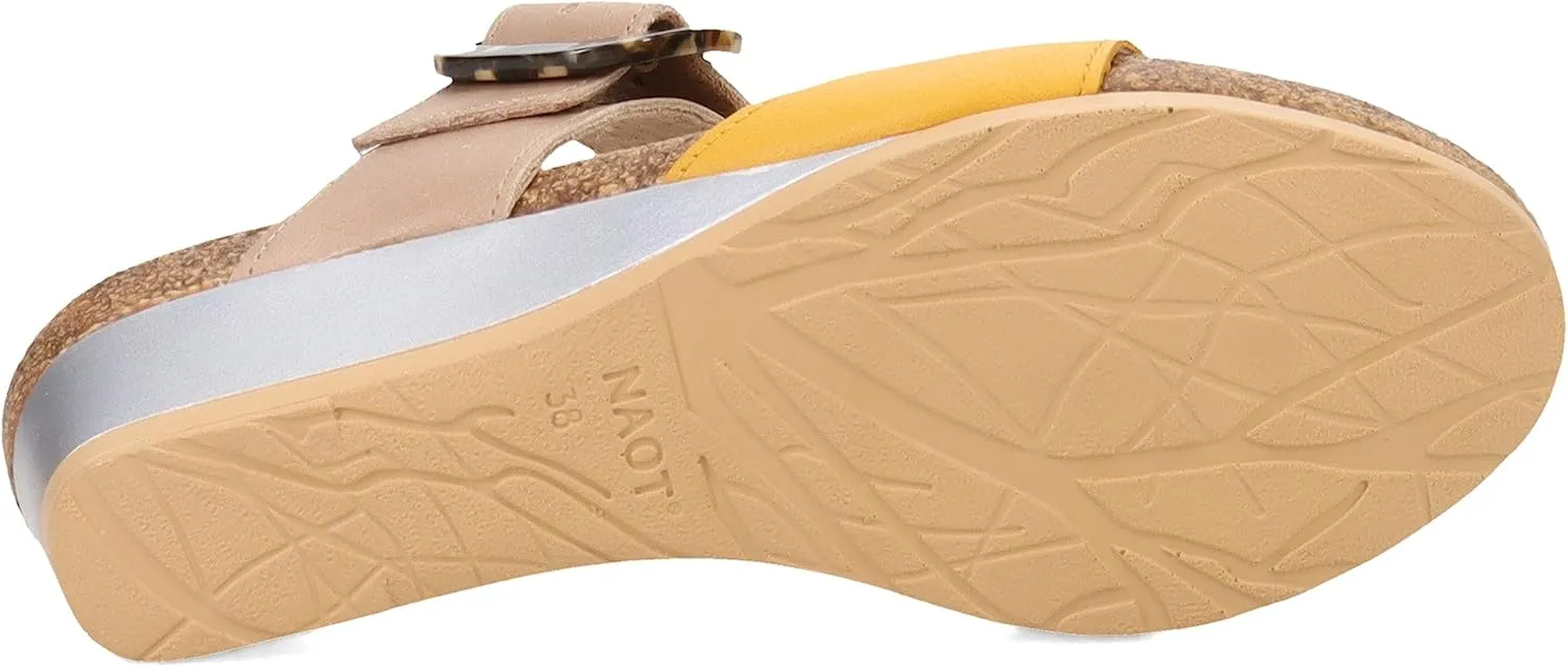 NAOT Footwear Kingdom Women’s Wedge Sandal with Buckle, Cork Footbed, and Arch Support - Adjustable Three-Strap Sandal With Backstrap - Comfort and Support – Lightweight and Perfect for Travel
