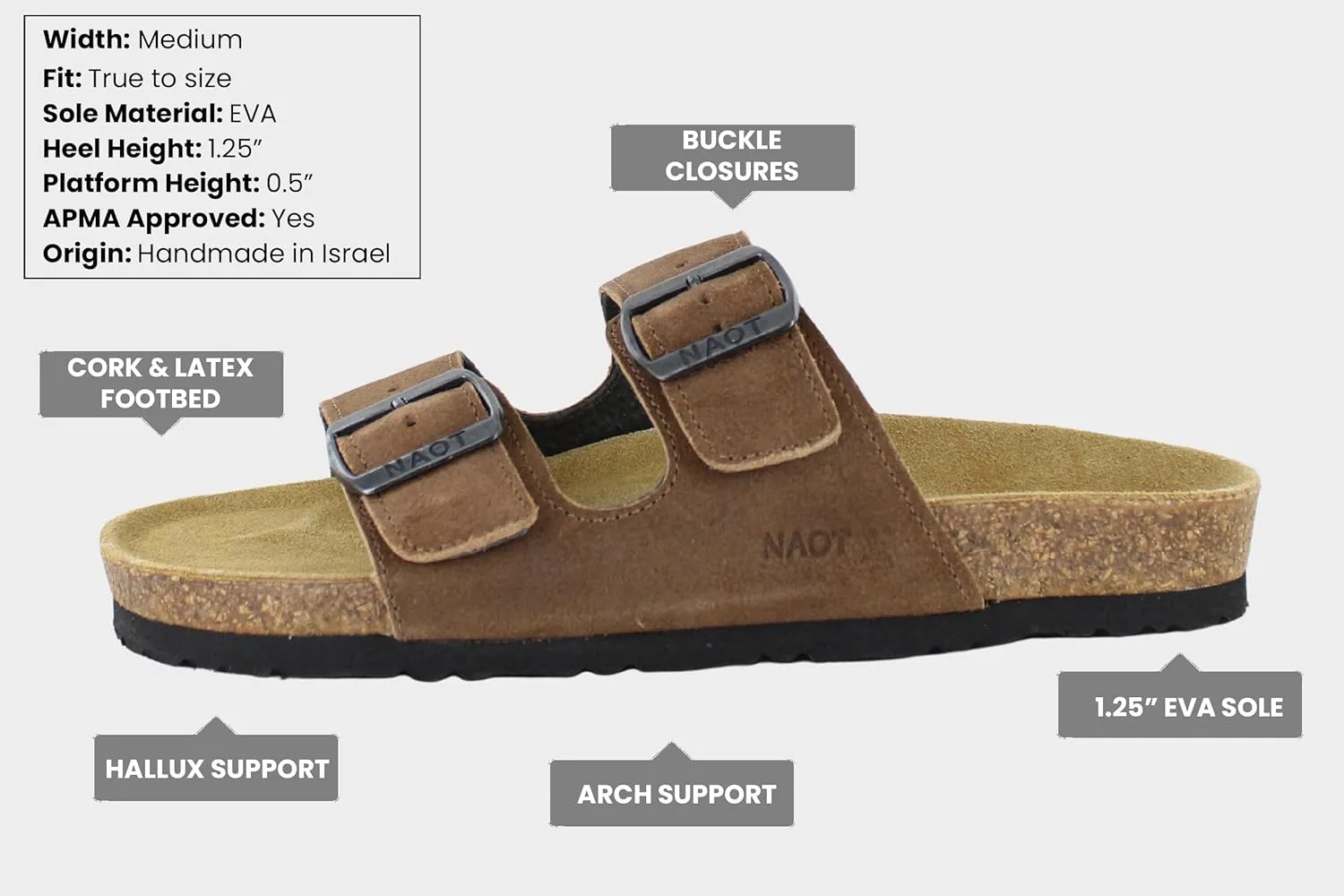 NAOT Footwear Santa Barbara Women's Slide with Cork Footbed and Arch Comfort and Support – Slip On- Lightweight and Perfect for Travel