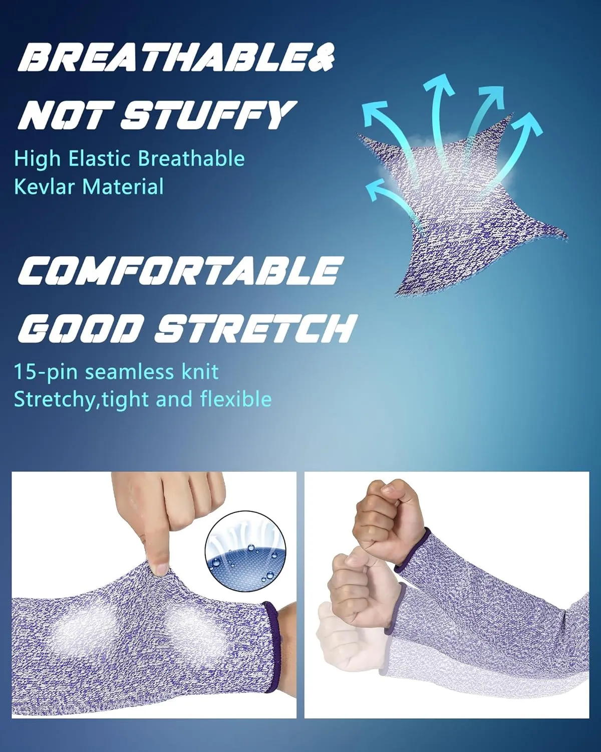 Neer 3 Pairs Cut Resistant Arm Sleeves Level 5 Arm Guard Protectors for Thin Skin Bruising Protective Sleeves for Men Women