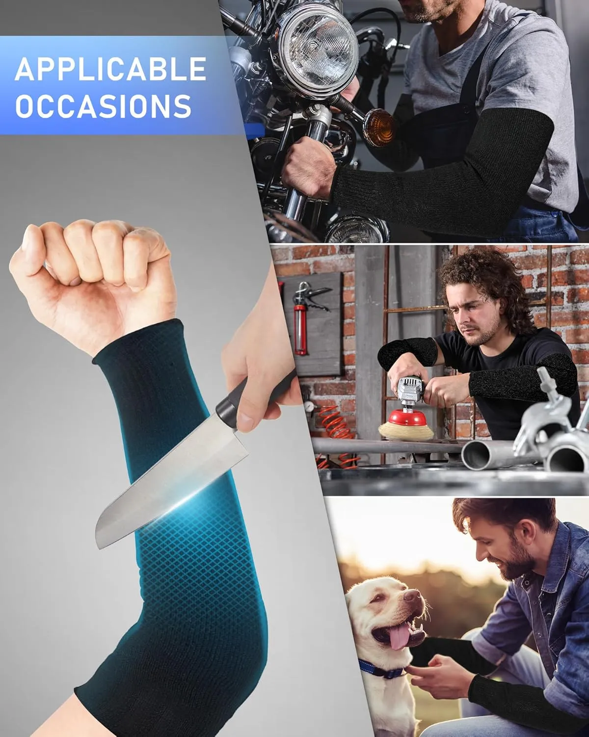 Neer 3 Pairs Cut Resistant Arm Sleeves Level 5 Arm Guard Protectors for Thin Skin Bruising Protective Sleeves for Men Women