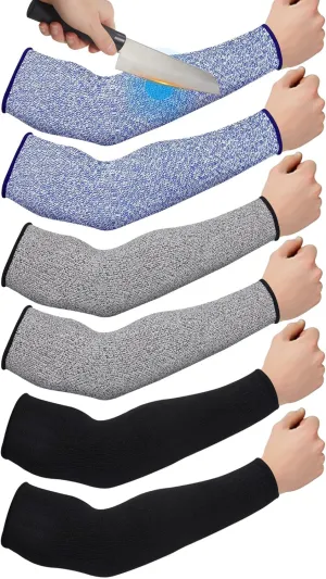 Neer 3 Pairs Cut Resistant Arm Sleeves Level 5 Arm Guard Protectors for Thin Skin Bruising Protective Sleeves for Men Women