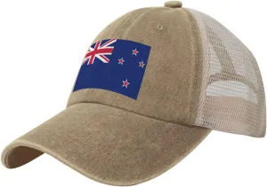 New Zealand Flag Black Printed Baseball Cap with Breathable mesh Back Brim | Adjustable Buckle