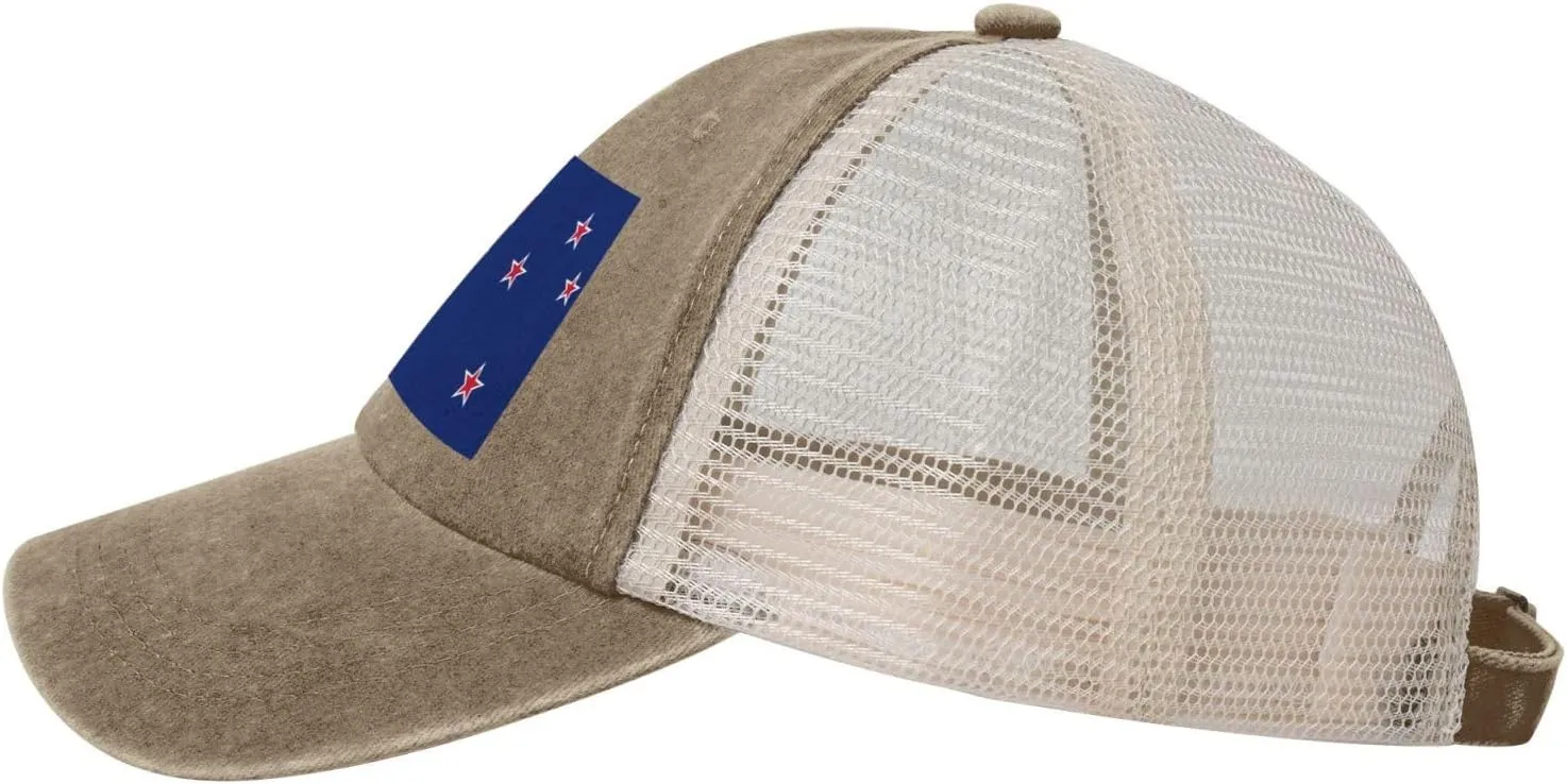 New Zealand Flag Black Printed Baseball Cap with Breathable mesh Back Brim | Adjustable Buckle