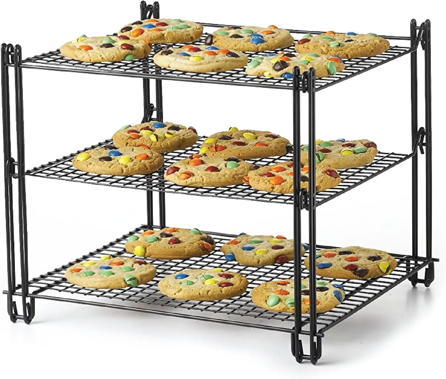 Nifty 3-Tier Cooling Rack – Non-Stick Coating, Wire Mesh Design, Dishwasher Safe, Collapsible Kitchen Countertop Organizer, Use for Baking Cookies, Cakes, Pies