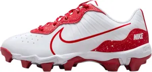 Nike Alpha Huarache 4 Keystone Little/Big Kids' Baseball Cleats (DJ6525-107, White/University Red) Size 3