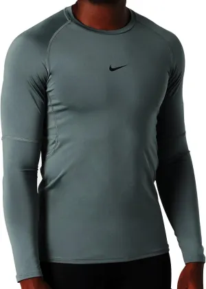 Nike Mens Pro Fitted Long Sleeve Training Tee (2XL Mens, Grey)
