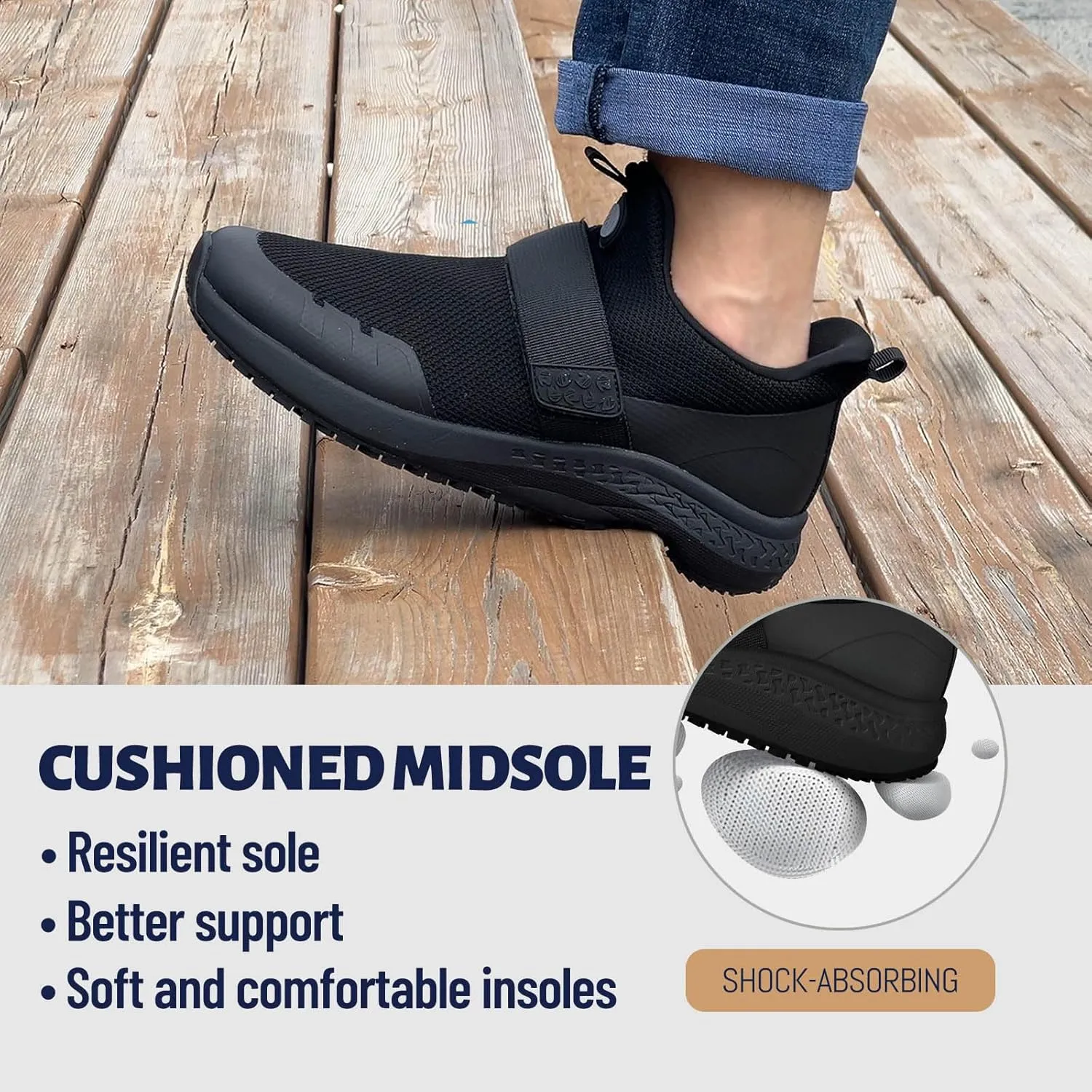 Non Slip Shoes for Men, Food Service Slip Resistant Work Shoes in Restaurant Kitchen Hospital, Breathable Lightweight Sneakers - Zapatos Antideslizantes para Hombres Medium or Wide Size 6-13