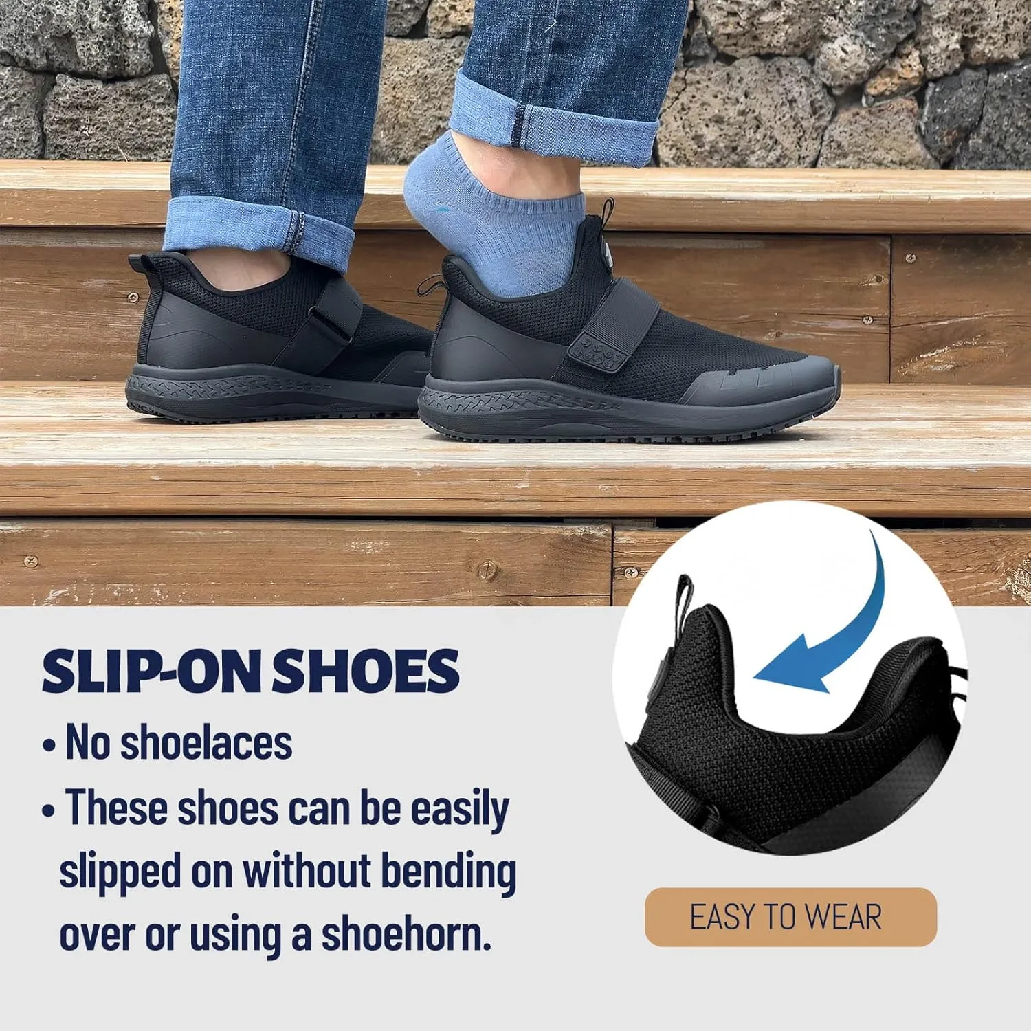 Non Slip Shoes for Men, Food Service Slip Resistant Work Shoes in Restaurant Kitchen Hospital, Breathable Lightweight Sneakers - Zapatos Antideslizantes para Hombres Medium or Wide Size 6-13