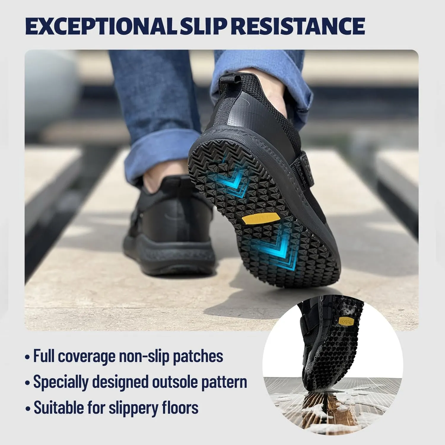 Non Slip Shoes for Men, Food Service Slip Resistant Work Shoes in Restaurant Kitchen Hospital, Breathable Lightweight Sneakers - Zapatos Antideslizantes para Hombres Medium or Wide Size 6-13
